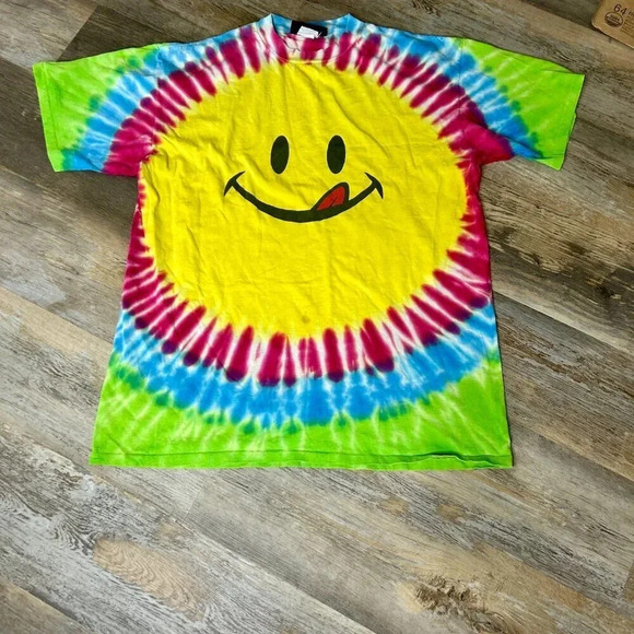 Vintage Joe Boxer Tie Dye Single Stitch Smiley Face T shirt - Picture 9 of 9
